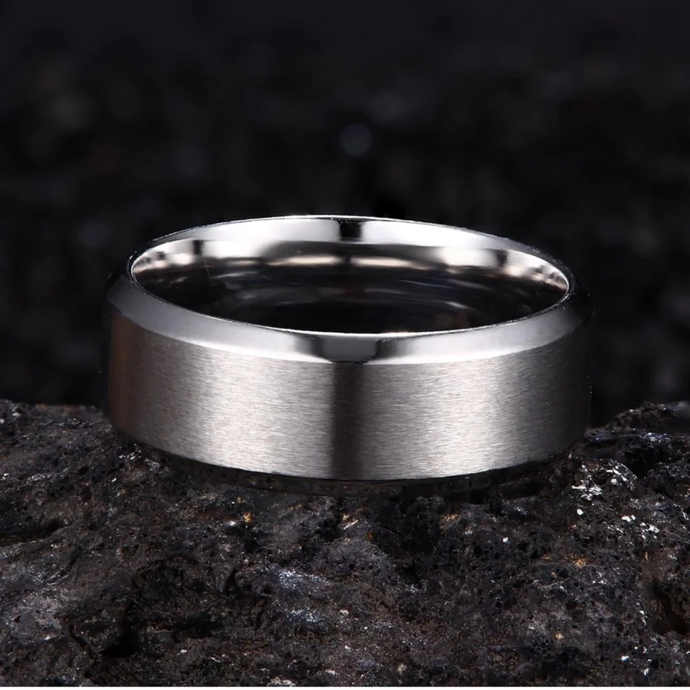 Men’s Stainless Steel Wedding Bands 8MM, 3Pcs Set - Picture 7 of 9
